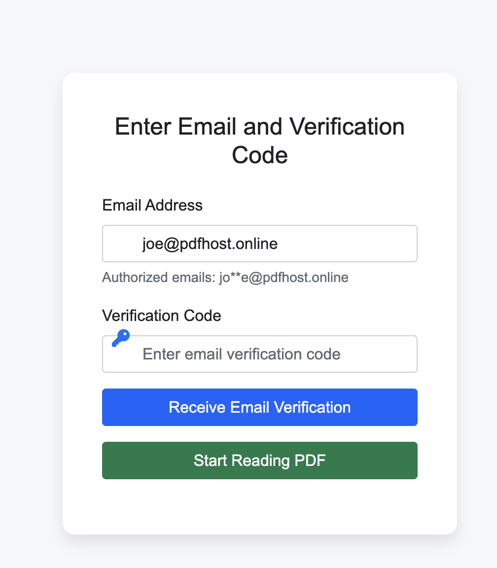 MaiPDF email verification screen before reading the PDF