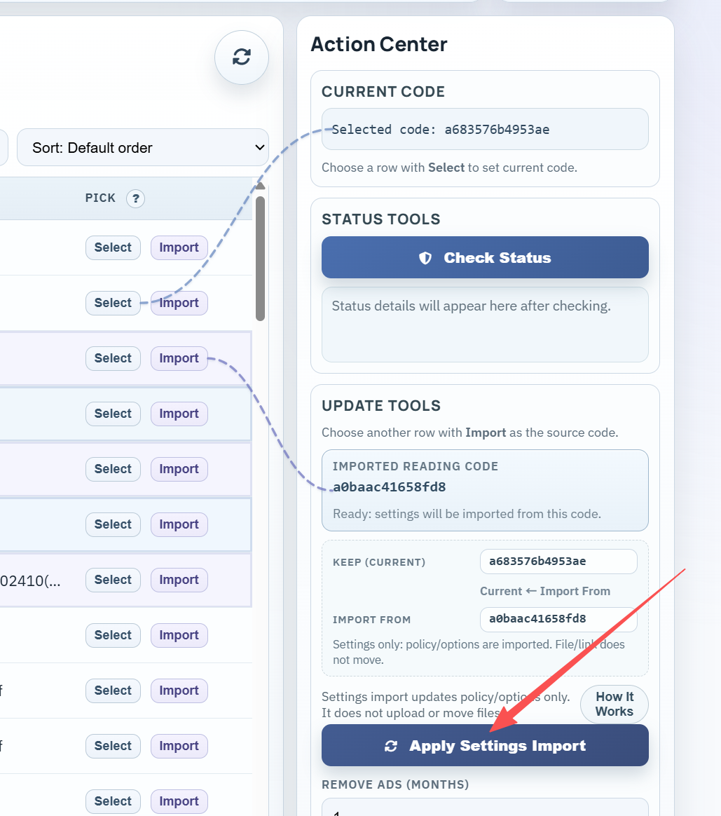 MaiPDF Control Center — replace the file without changing the link